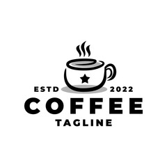 illustration of a coffee cup with a star shape. for coffee shop or any business related to coffee.