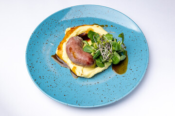 Boiled sausage with mashed potatoes