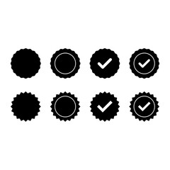 Badge stickers icon set with tick
