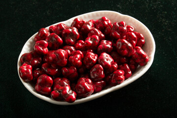 chocolate red candies on plate