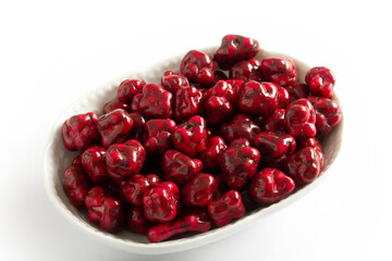 chocolate red candies on plate
