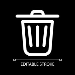 Delete white linear ui icon for dark theme. Erase digital file. Multimedia player control. Vector line pictogram. Isolated user interface symbol for night mode. Editable stroke. Arial font used