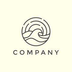 Minimalist line art coastal logo illustration design