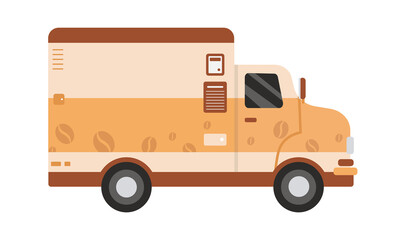 Fototapeta premium Coffee Cargo Truck. Vector illustration