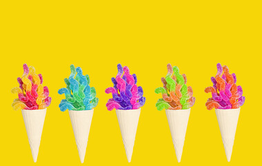 Ice cream made from sugar coated jelly worms
