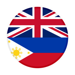 circle icon of union jack and filipino flags. vector illustration isolated on white background