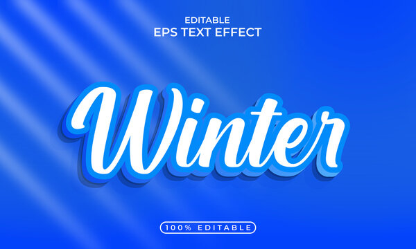 Winter Editable 3d blue color text effect Design