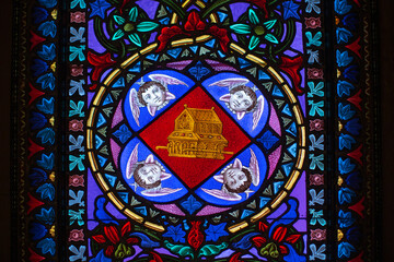 Stained glass windows in the Monastery Santa de Montserrat