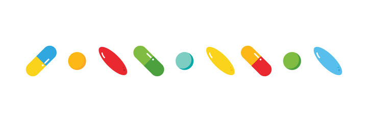 Set, collection of colorful pills, food supplements, medications. Vector cartoon style icons, illustration for medical and healthcare design.
- 513699355