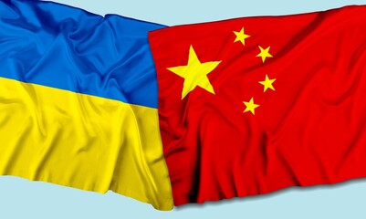 Flag Ukraine and China symbolising political connection.