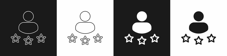 Set Consumer or customer product rating icon isolated on black and white background. Vector
