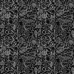 Seamless food pattern. Food background. Doodle vector illustration with food icon