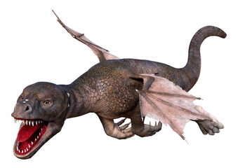 3D Rendering Fairy Tale Dragon on White