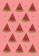 Red watermelon vector wallpaper for graphic design and decorative element