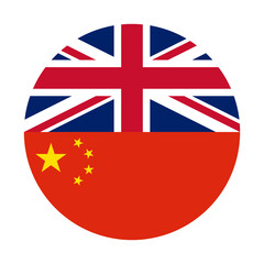 circle icon of union jack and chinese flags. vector illustration isolated on white background