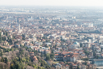 Fototapeta na wymiar Aerial view of Bergamo city
