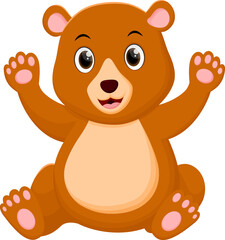 Cute brown bear cartoon isolated on white background