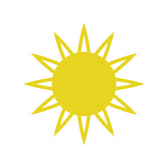 Vector sun sign on white background. Sun icon. Vector illustration in flat style