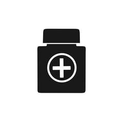 medicine bottle and capsule icon with trendy design