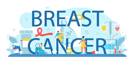 Breast cancer typographic header. Professional oncologist making diagnostic
