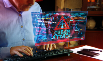 Cyberattack trolling and broadcast on screen 3d illustration