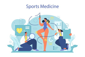 Sports medicine concept. Doctor helping patients during sport