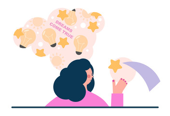 Daydreaming concept. Young characters dreaming or daydreaming