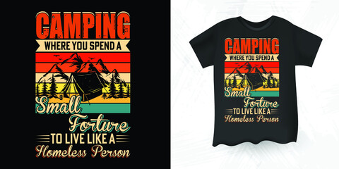Funny Outdoor Retro Vintage Camper Camping T-shirt Design