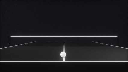 White table tennis ball bouncing on table tennis table - black and white background	
