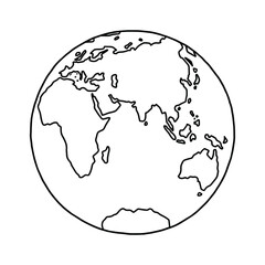 Linear earth silhouette. Globe. Planet Earth. Vector illustration.