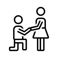 Black line icon for Holding hands
