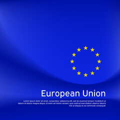 Obraz na płótnie Canvas European Union flag background. Blurred pattern in the colors of the EU flag, business booklet. National banner, poster of european union. State patriotic cover, flyer. Vector, template design