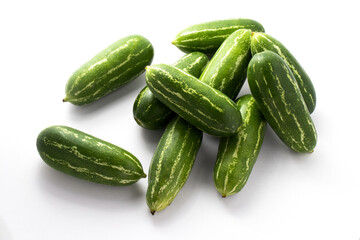 Ivy gourd, Coccinia grandis, Family Cucurbitaceae from central of Thailand.Isolated on white background