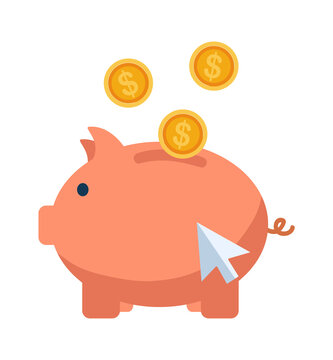 Online piggy bank. Vector illustration