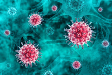 Fototapeta na wymiar showing structure of epidemic virus. Microscope virus close up. coronavirus concept. virus outbreaking and Pandemic medical health risk concept. 3d illustration