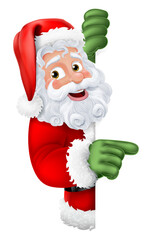 Cartoon Santa Claus Father Christmas Peeking Sign