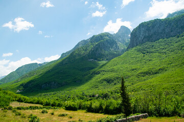 Obraz premium Scenic nature view of Albanian nature. Alpin environment background, traveling concept