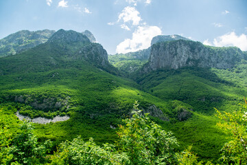 Scenic nature view of Albanian nature. Alpin environment background, traveling concept