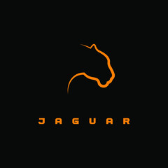 Jaguar logo orange on black background © Iryna