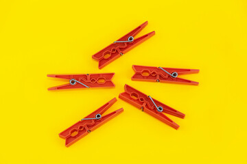 Plastic clothespins for clamping laundry on a rope