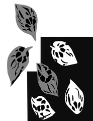 Abstract composition of imprint of leaves. Monochrome background for your design