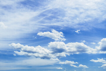 Blue sky background. Blue sky with white clouds. Beautiful nature. Heaven