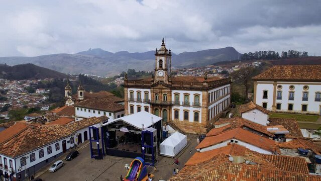 Ouro Preto, Minas Gerais, Brazil. Aerial view of a historic Brazilian city. City ​​landscape.