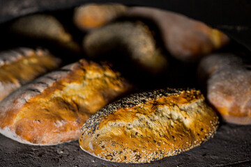 Italian bread in a stone oven