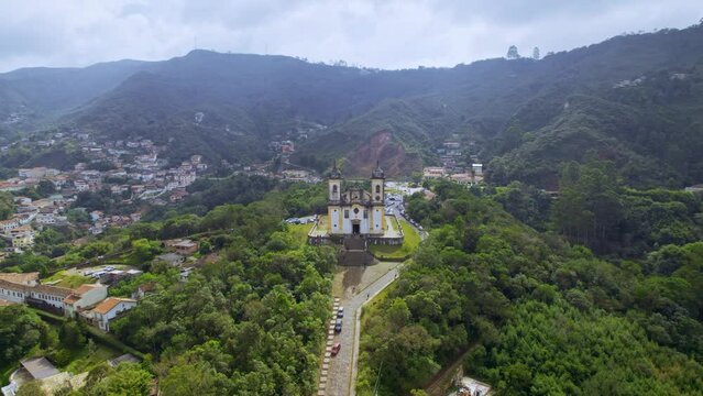 Ouro Preto, Minas Gerais, Brazil. Aerial view of a historic Brazilian city. City ​​landscape.
