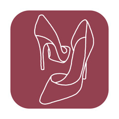 Sexy beautiful feminine woman shoes with elegant  high heels. Luxury clothing lifestyle. Disco club 80s romantic fashion. Hand drawn retro vintage illustration. Old style comic cartoon drawing.