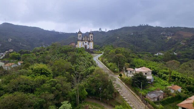 Ouro Preto, Minas Gerais, Brazil. Aerial view of a historic Brazilian city. City ​​landscape.