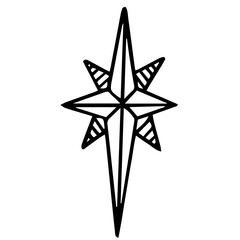 Bethlehem star. Magic crystal. Minerals vector outline, various crystals, gemstone, geology, nugget, image set isolated on white background. Alternative medicine, crystal healing, astrology