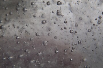 air bubbles in a transparent liquid close-up. micro