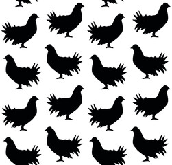 Fototapeta premium Vector seamless pattern of hand drawn grouse bird silhouette isolated on white background